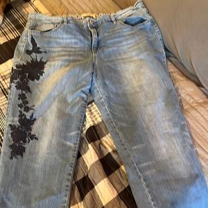 Blue embroidery jeans